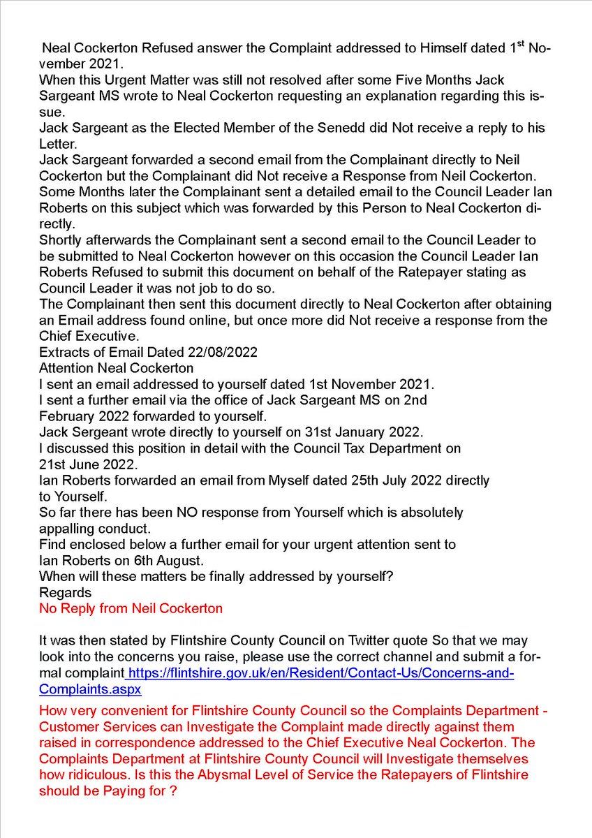 @JackSargeantAM @becky_gittins @UKLabour @labourdoorstep_ Blocked by #Flintshire County Council on Twitter for exposing the TRUTH about Neal Cockerton Chief Executive. Ratepayers of Flintshire are Treated with Sheer Contempt by this Authority. Is this Russia or China ? @JackSargeantAM Labour MS Refuses to ACT. bit.ly/3UebQWV