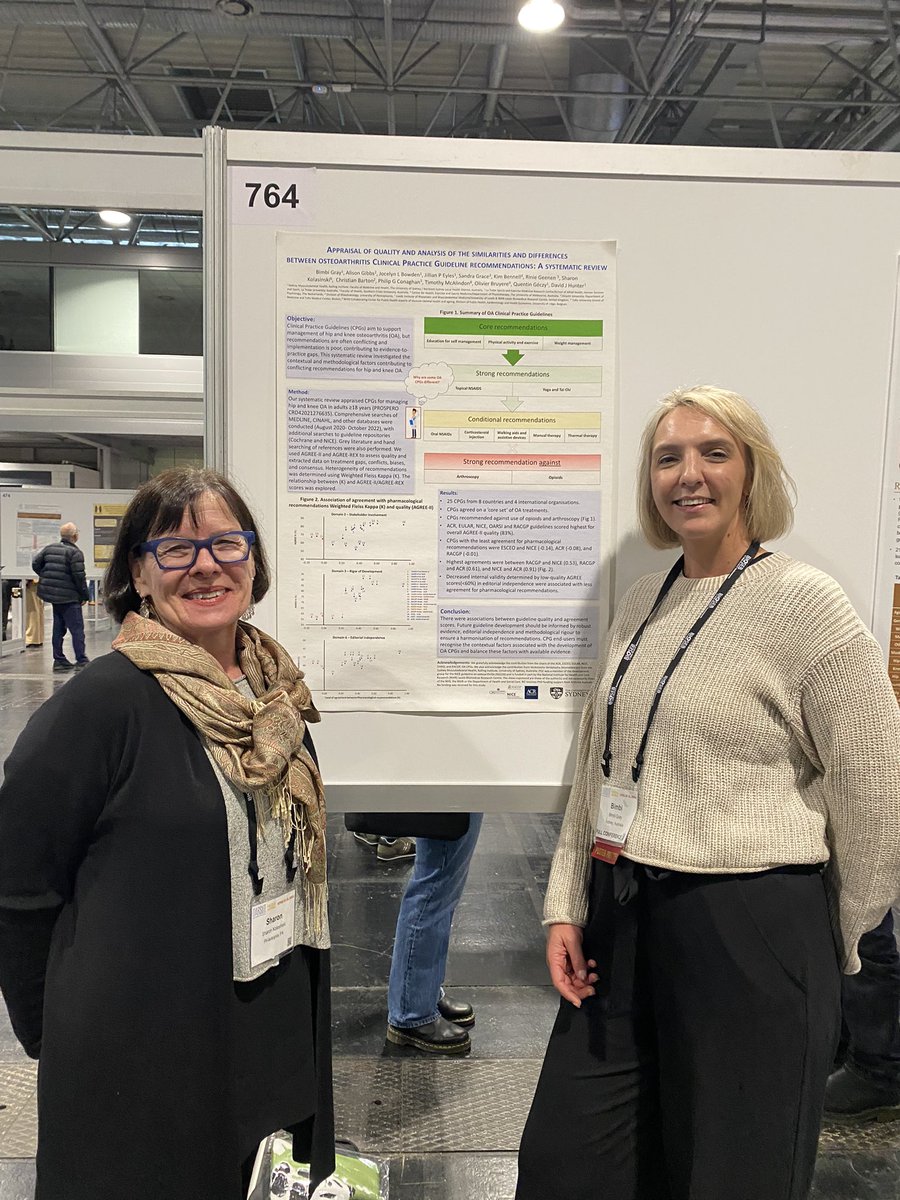 Delighted to share our poster, an appraisal of the quality and heterogeneity of osteoarthritis clinical practice guidelines & for the opportunity to meet some of my coauthors in person #OARSI #osteoarthritis #RACGP #ACR #ESCEO #NICE #EULAR #AAOS doi.org/10.1016/j.joca…