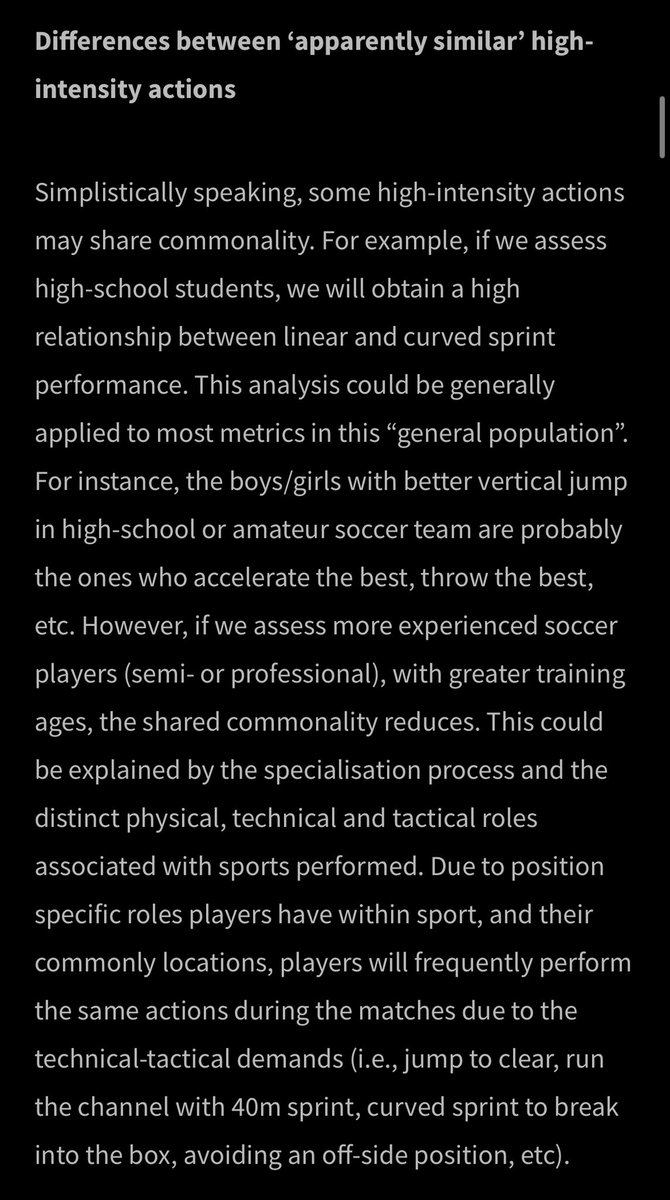 One of my favorite slides to understand “specialization process” and why elite football player should test/train close to what they do during competition