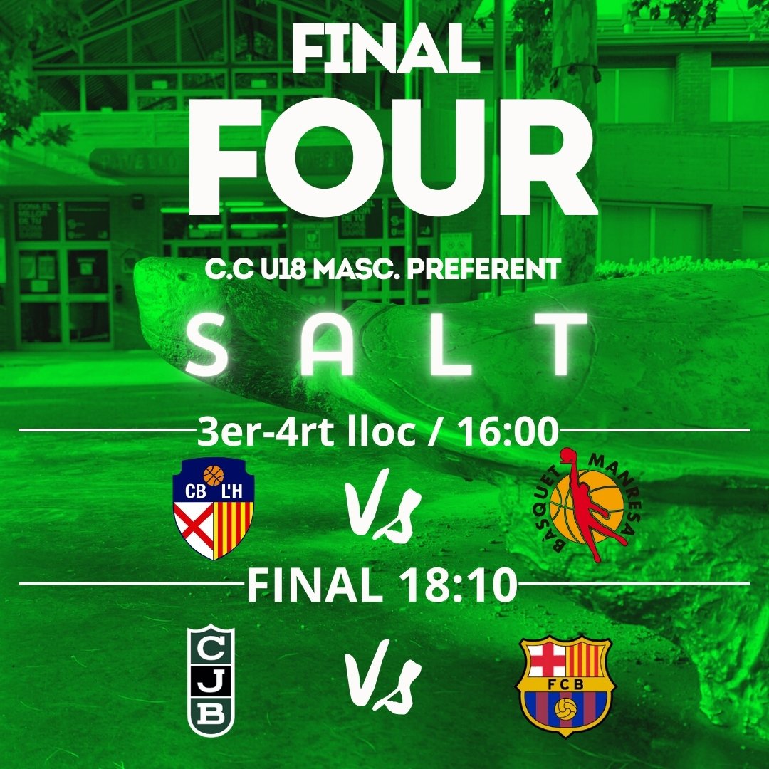 🟢⚫ Partits d'avui en el Campionat de Catalunya Junior Masc. Pref. 🏆 3er i 4rt lloc 🕰️ 16:00h @cbhospitalet🆚@BasquetManresaB 💜 Twitch I twitch.tv/clubbasquetsalt 🏆 GRAN FINAL 🔥🔥🔥🔥 🕰️ 18:10h @Penya1930🆚@FCBbasket 📺 @laxarxames 📍Pavellò Municipal de Salt #Saltesviu