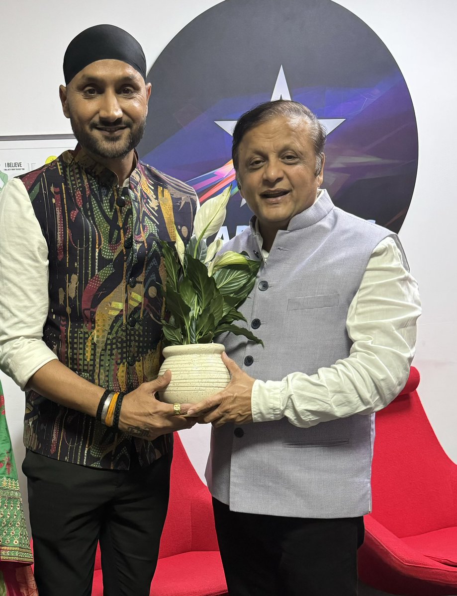 Pleasure Meeting Dearest @harbhajan_singh Ji Discussing various issues from Cricket & Environment Restoration