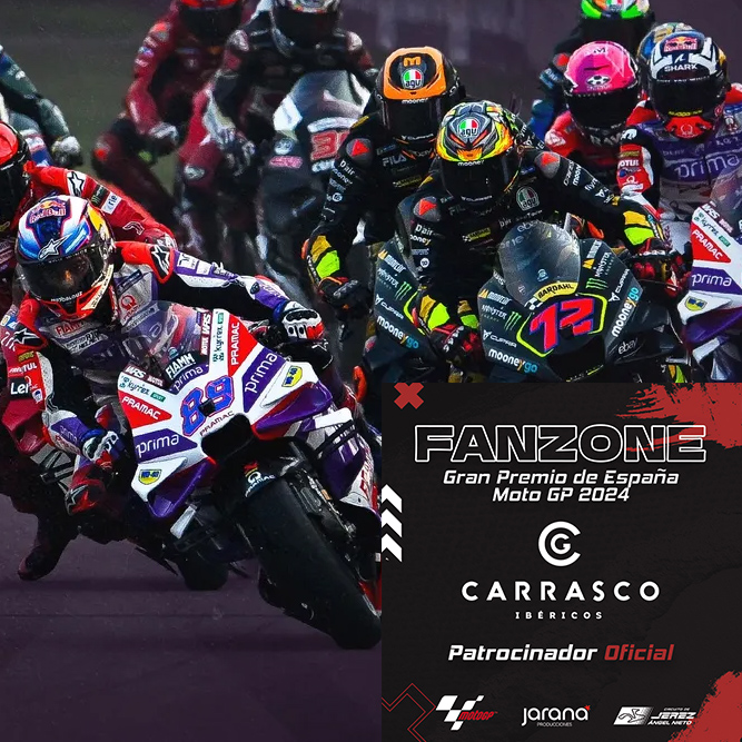 El próximo fin de semana tiene tres protagonistas claros. Las motos, los moteros... y el jamón!

Y es que nos emociona anunciaros que Carrasco Ibéricos estará presente en #MotoGP de Jerez, como Patrocinador y Jamón Oficial en la #FanZone del circuito.

<a href="/MotoGP_ESPN/">ESPN MotoGP</a>  <a href="/MotoGP/">MotoGP™🏁</a>