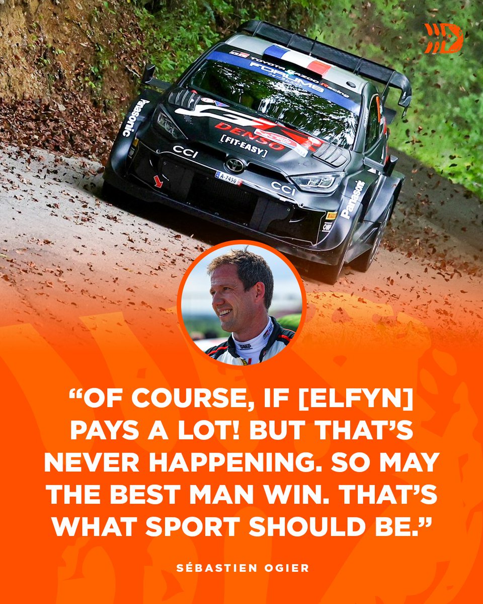 DirtFishRally's tweet image. There's only one scenario in which @SebOgier would consider slowing down to help Elfyn Evans' title bid on @croatia_rally 😂

Ogier leads with one stage remaining 🥇 #WRC