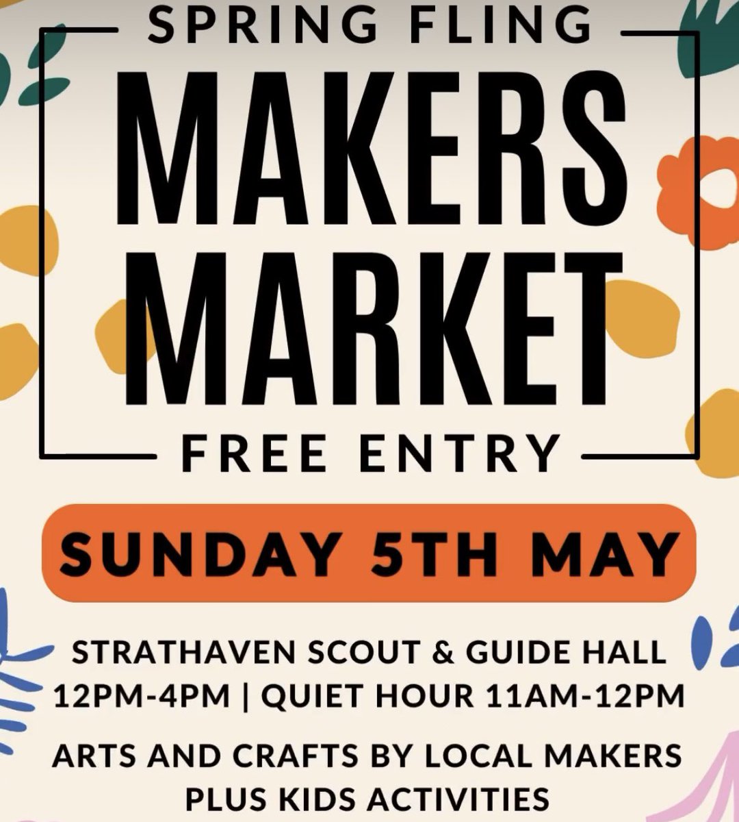 My next event is this market with @CreativeStrath1 on the May bank holiday Sunday in Strathaven. I’ll have my glass creatures of all sizes, some jewellery and other pieces, with some show offers too!
Hopefully see you there!
#SpringFair
#MakersMarket