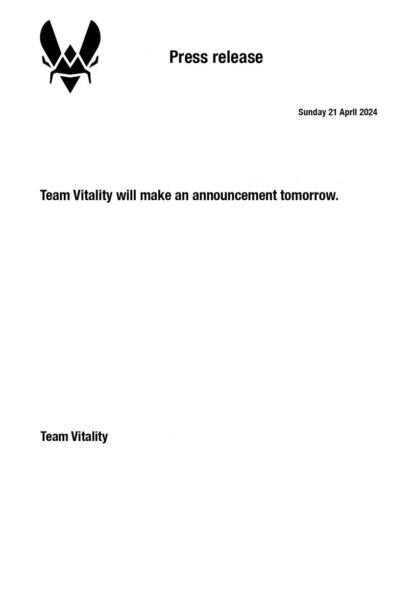 Team Vitality 🐝 (@TeamVitality) on Twitter photo 2024-04-21 14:00:02