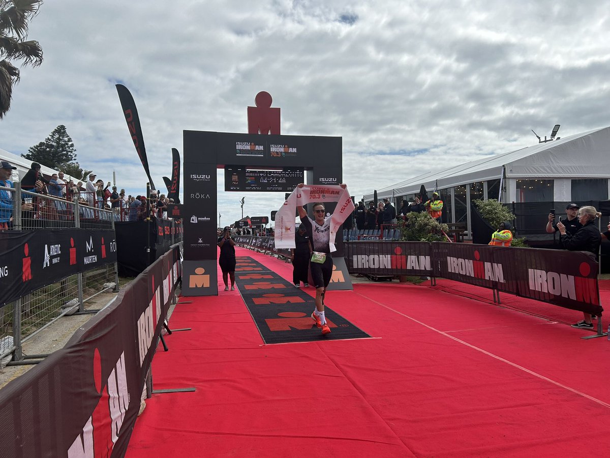 And he is here, the winner of the 19th edition of Ironman South Africa 70.3, Manfred Lambrechts from South Africa. Coming in at 4:21:44. Congratulations to Lambrechts. #IM703WorldChamps #AnythingIsPossible #IRONMANtriathlon #LeaveNoOneBehind #BuildingTheEasternCapeWeWant