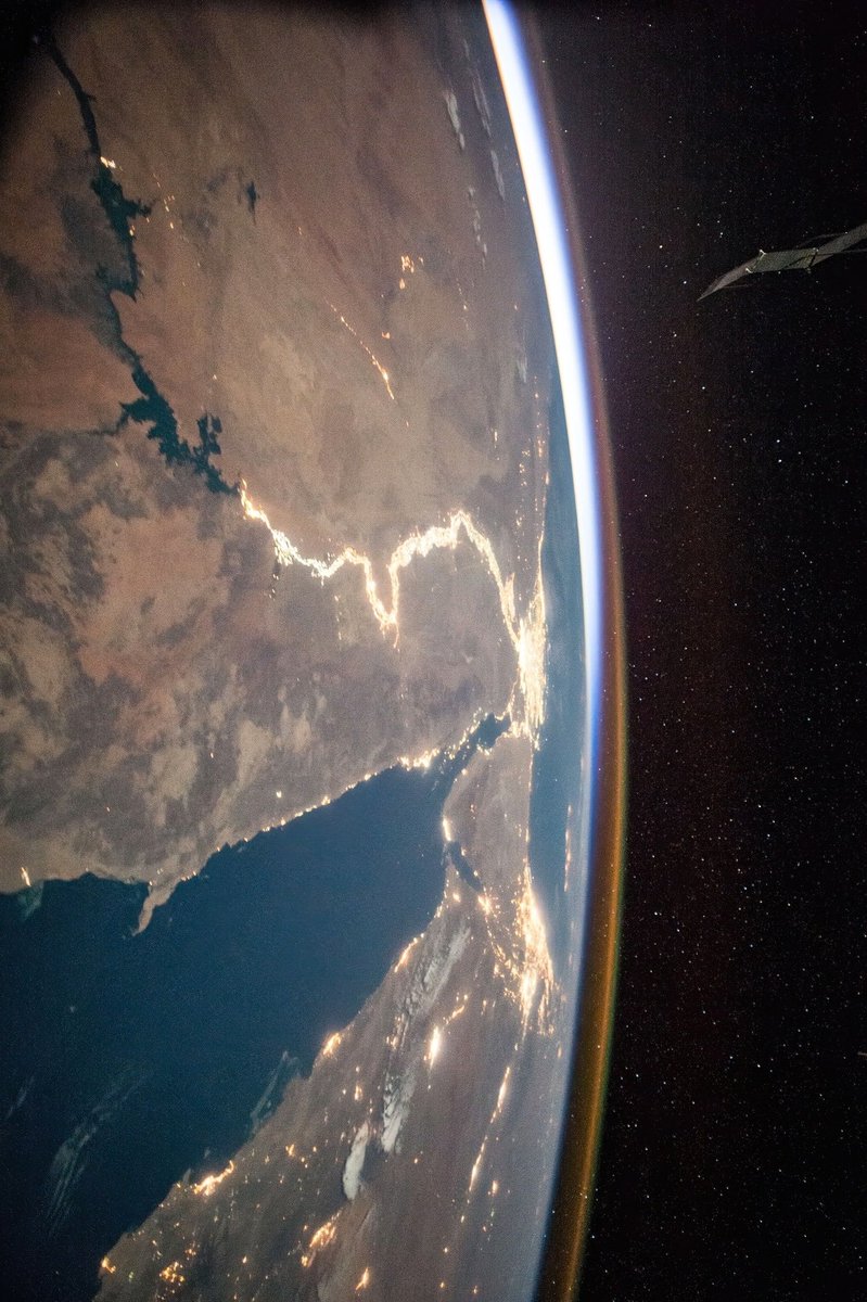 Night view of the Nile River from ISS
