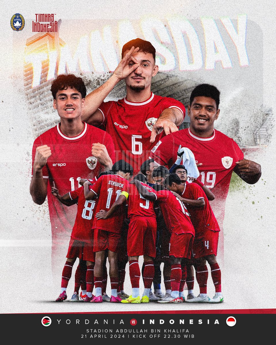TimnasIndonesia's tweet photo. Todas is #TimnasDay

🇯🇴 vs 🇮🇩
21 April 2024
Match Day 3 Grup A Piala Asia U23

Sanubari kami #BersamaGaruda

#KitaGaruda #GarudaMendunia https://t.co/y2dUae9PLt