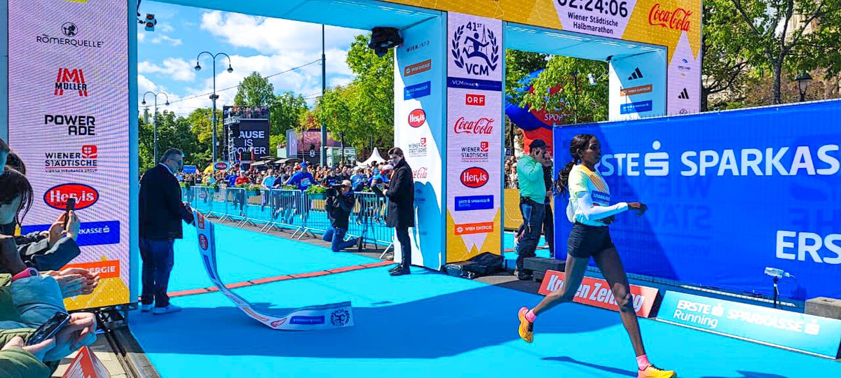 The #Eritrea n marathon record holder athlete Nazret Weldu wins Vienna City Marathon 2024 today and is now qualified for Paris Olympics. Congratulations