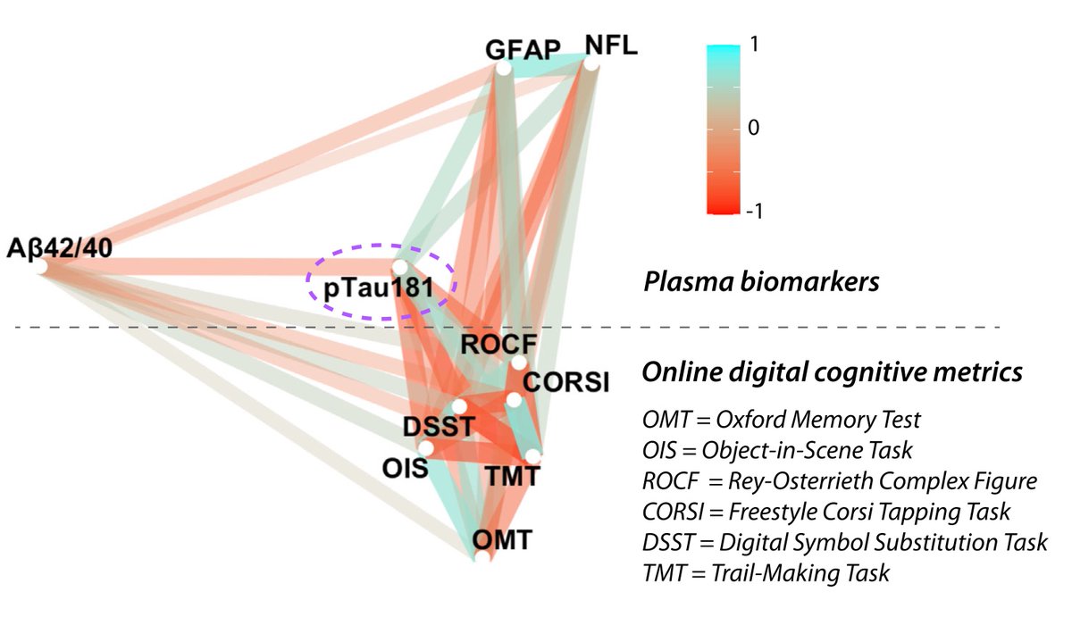 It's one thing to have plasma biomarkers for #Alzheimers but which one is most closely related to cognitive function. Our @UniofOxford experience led by @toniolo_sofia & @sijiazhao92 using digital cognitive testing platform reveals pTau to be the winner ncbi.nlm.nih.gov/pmc/articles/p…