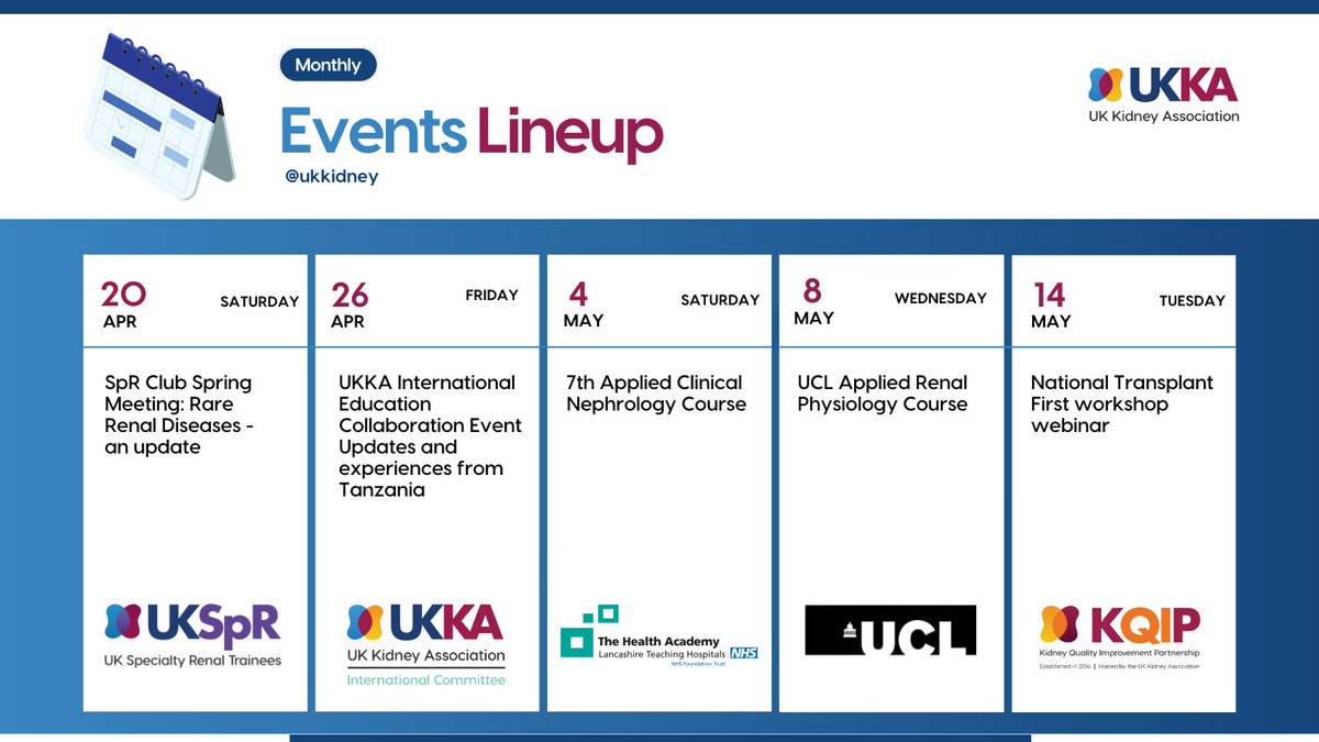 Curious about what kidney events are taking place across the professional UK medical community? Be sure to check out our Events Calendar for everything that's going on: 🗓️ ukkidney.org/health-profess… Want to feature an event for healthcare professionals? Get in touch today.