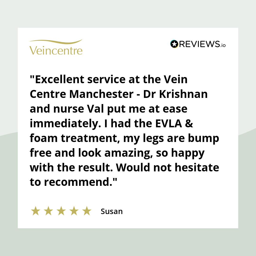 Our clinic teams are dedicated to ensuring that you feel at ease and comfortable in our clinics. Well done to Dr Krishnan and nurse Val in Manchester on this fantastic feedback! #review #privatehealthcare #varicoseveins #resultsmatter #veinspecialist
