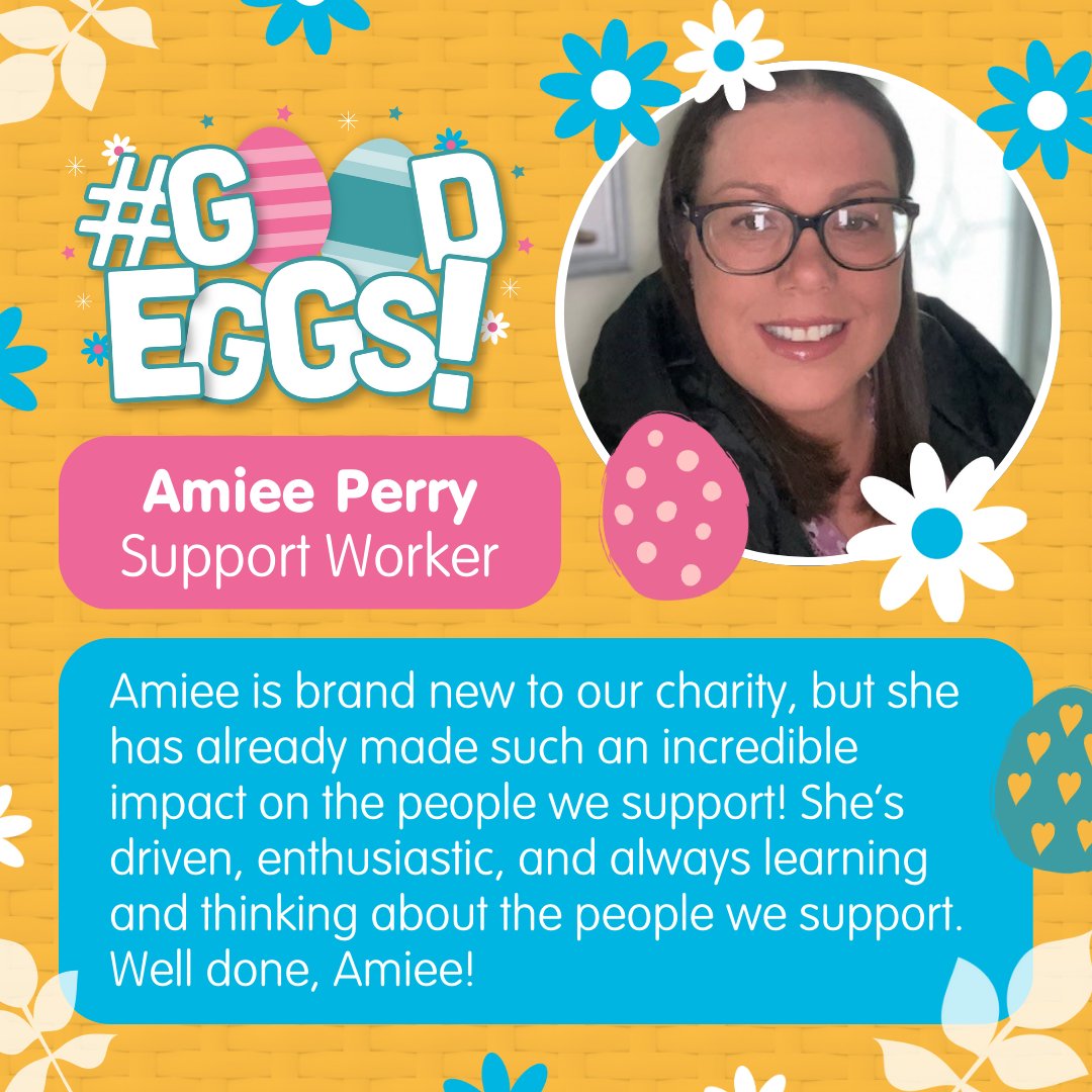 As we're #CelebratingSocialCare, we'd like to spotlight one of our fantastic Good Eggs competition winners – Amiee Perry! 👏 Having come to us from banking, Amiee has hit the ground running and she's already made a huge difference for the people we support 🙌 Thank you, Amiee!