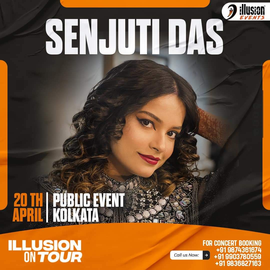 Senjuti Das will be performing live tonight at kolkata for a public event!

#illusionevents #senjutidas #senjutidaslive #liveconcert #publicevent #artistmanagement