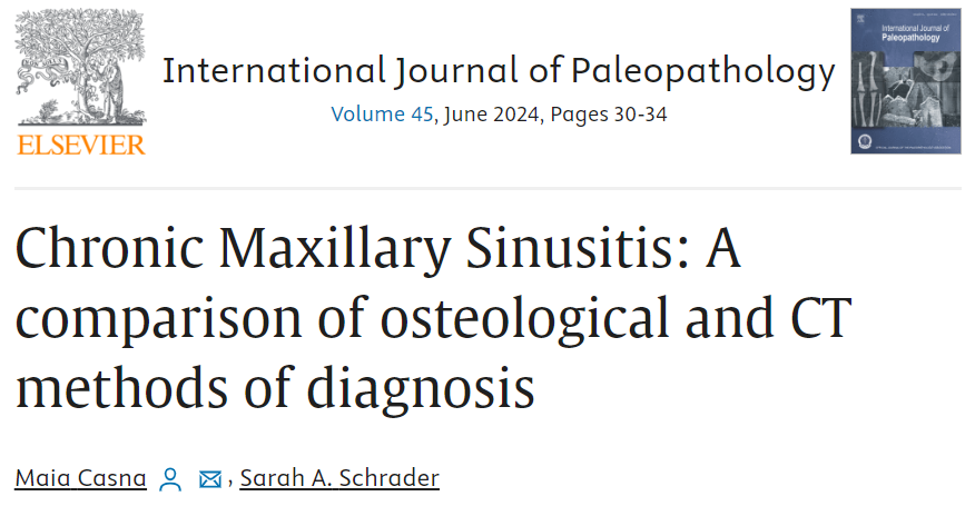 📣Excited to share our latest paper comparing endoscopic and radiological techniques for diagnosing #chronicmaxillarysinusitis in archaeological skeletal remains! 💀 
It is published #openaccess, so check it out!

sciencedirect.com/science/articl…