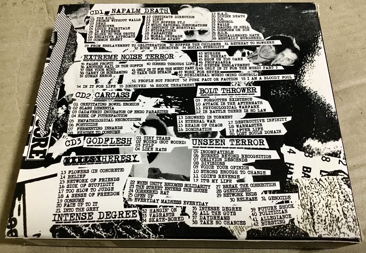 中古CD。 V.A / Grind Madness At The BBC - The Earache Peel Session（09） Earache所属バンドのBBCピールセッション集。デス〜グラインドCD3枚目一杯収録。 Napalm Death、Extreme Noise Terror、Carcass、Bolt Thrower、Godflesh、Unseen Terror、Heresy、Intense Degree。 録音は87〜90年です。