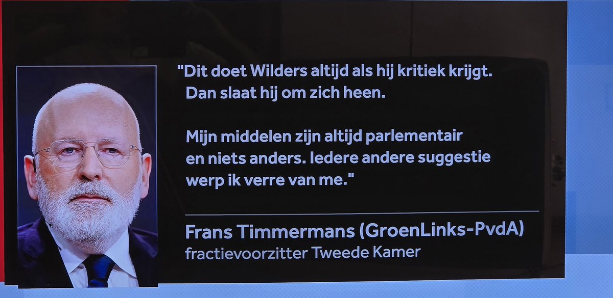 Heldere reactie van democraat Frans Timmermans die niets aan duidelijkheid te wensen overlaat. @F__Timmermans #Wilders #Verspreking #GroenLinksPvdA #formatie #nosjournaal #buitenhof #wnlopzondag