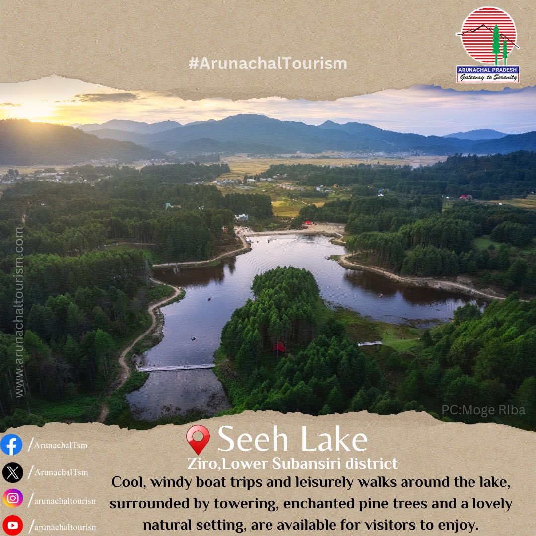 The mesmerizing Seeh Lake Located in Ziro, Arunachal Pradesh, Seeh Lake is a pristine haven for nature lovers amidst lush, emerald-green landscapes. Its crystal-clear waters mirror the majestic mountains, making it a tranquil getaway from the hustle & bustle of city life.