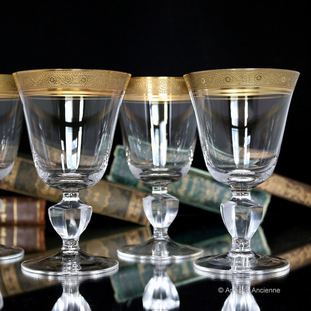 Crystal PORT Glasses with Gold Rim - THERESIENTHAL | Set of 2 by ArmoireAncienne dlvr.it/T5p7xB #vintagebarware #luxuryhome #vintagegifts