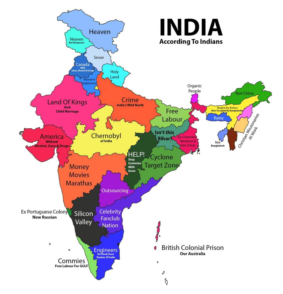 EvaVijay's tweet photo. यह एक बेहद दिलचस्प नक्शा है जिसमें भारतीयों के मुताबिक भारत का नक्शा एक अलग अंदाज में दिखता है.
😊
#Map #MapofIndia #India #amici23 #ไบร์ทวิน #RCBvsKKR #KKRvRCB #sundayvibes #FactsAndBeliefsOfJainism #BitcoinHalving #LokSabhaElection2024 https://t.co/LRzVXfygPC