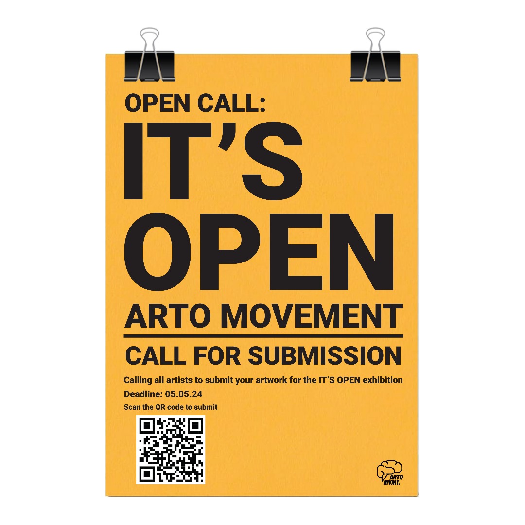 ARTO Movement is thrilled to announce IT’S OPEN, a call for artists to participate in our upcoming physical group exhibition! You can click this link, docs.google.com/forms/d/e/1FAI… or scan the QR code on the poster to submit.