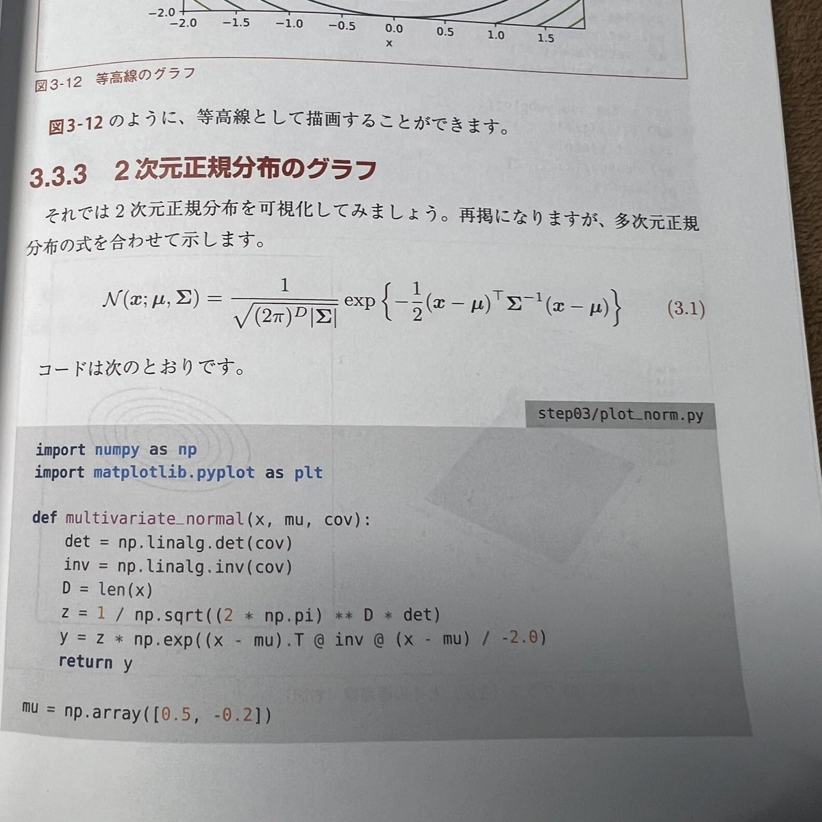 yasudaidai's tweet photo. #python で書かれた #code を
#julia言語 に書き直した。
#julia には#meshgrid 関数がないみたいなので、色々調べて自作した😢
#プログラミング勉強中
#programming
#多次元正規分布 (#2次元 ) の実装
#multivariate #normaldistribution
#ゼロから作るdeeplearning ⑤
#生成モデル 編 https://t.co/oWBFnbQhbY