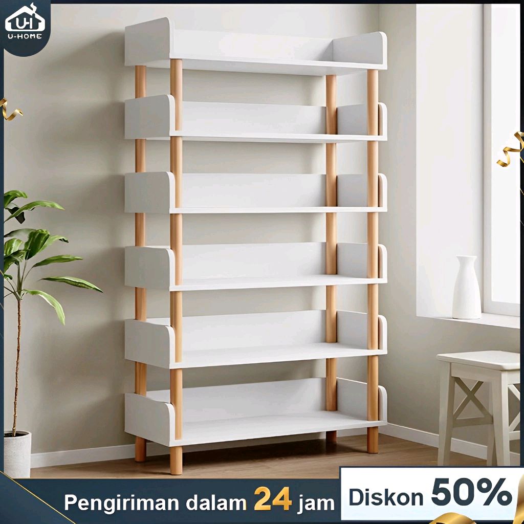 Diskon 50% Cek Rak buku 6 susun Rak buku minimalis Rak Susun Kayu Penyimpanan Praktis shope.ee/9eyLjK7eNr?sha…