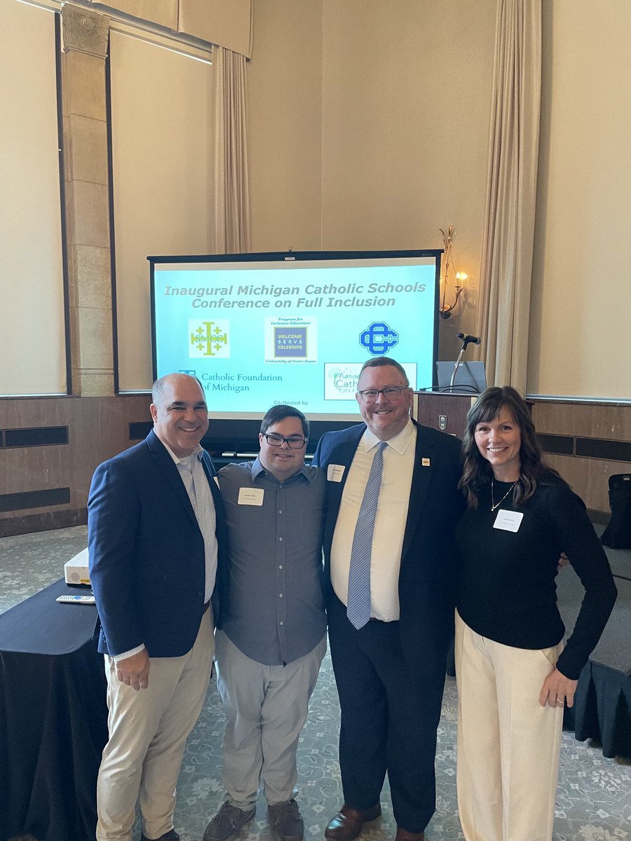 CBonfiglioND's tweet photo. Michigan is doing good things!! On Friday, I shared at the first inaugural Michigan Catholic Schools Full Inclusión Conference. Over 130 educators from 34 schools attended seeking more information about inclusion. Wow…warms my heart! #inclusionmatters #PIE ⁦@ACEatND⁩ https://t.co/3iGAB8vvES