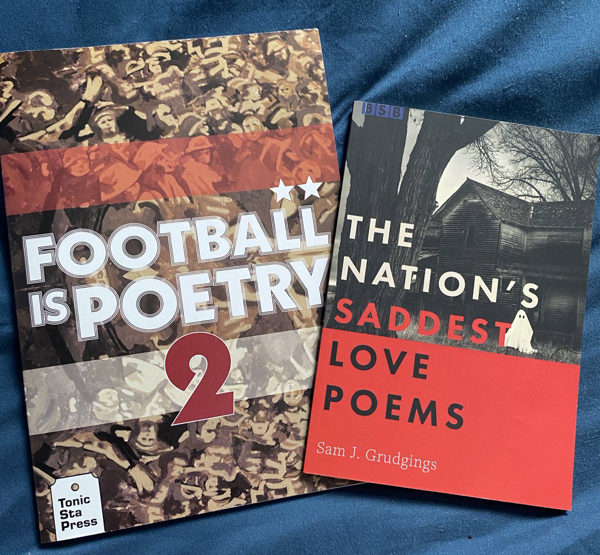 Some of my swag from Free Verse 2024, cannot wait to get stuck into these two, but deadlines (and #NaPoWriMo) first… treats later. Although I will miss not having @SamJGrudgings incomparable delivery for his collection.