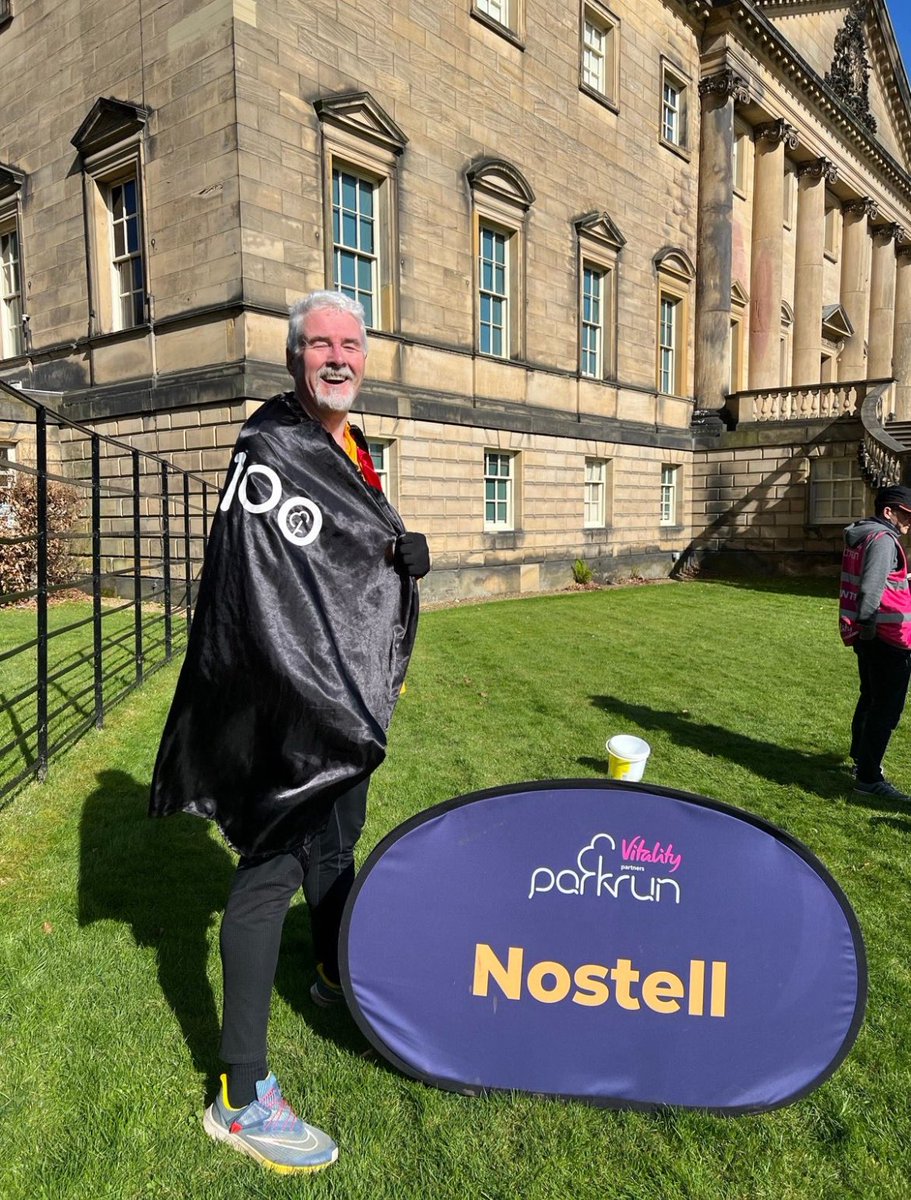 ThePontePlodder's tweet photo. Big day yesterday, my 💯 Parkrun! Went to the iconic @Nostellparkrun and got a great welcome from all plus 💯 cape to run in! 🏃‍♂️💯🎉👟🥇 https://t.co/3fETzDtvdX