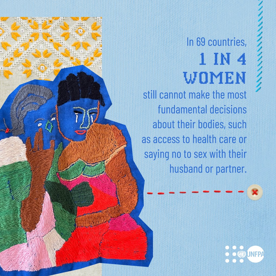 Women have the right to make choices about their bodies without violence or coercion. Until the battle to emancipate our bodies, our voices, & ourselves is won, we will persist! The world must sustain the #ThreadsOfHope & end inequalities in (SRHR): unf.pa/toh