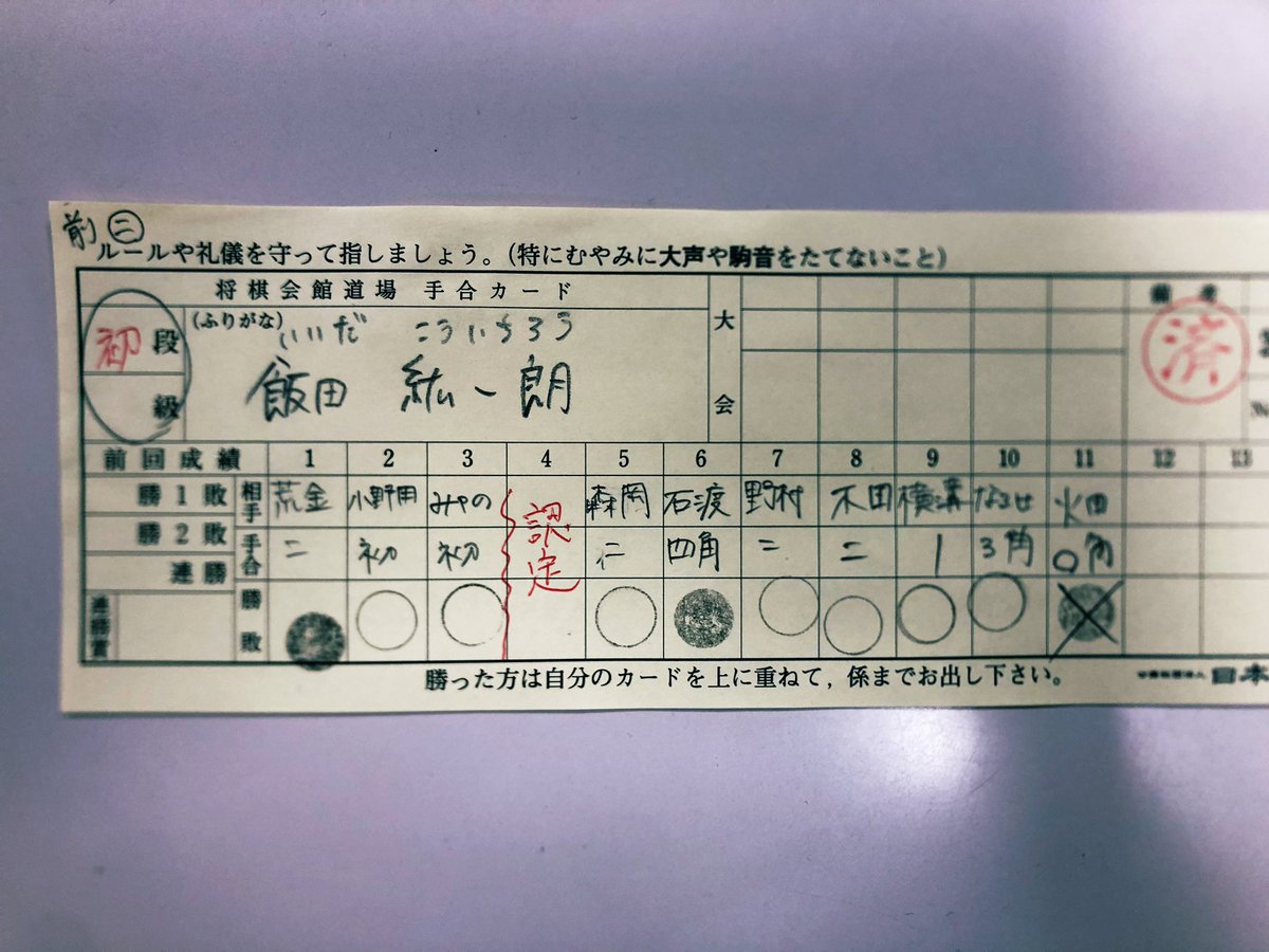 千駄ヶ谷で将棋指してきた
初段認定😭
一局目負けたの痛すぎ、後手だし
全体としては7勝2敗でまずまず