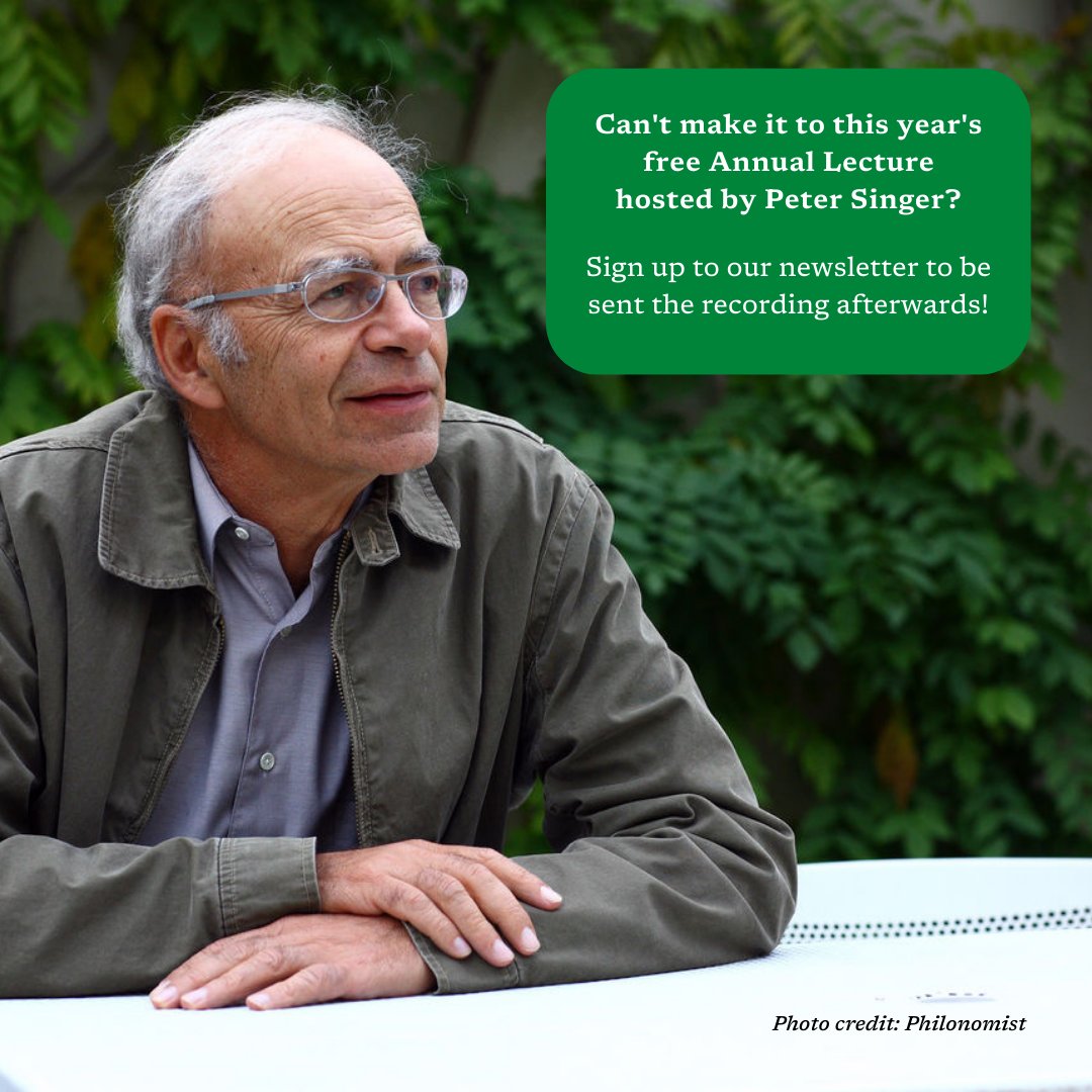 If you can't make it to our Annual Lecture this year but don't want to miss out on hearing #PeterSinger discuss #ethics and #law regarding animals, then we'll be sending a recording of the event to our newsletter subscribers 💌 

Sign up at animalrightslaw.org 👈