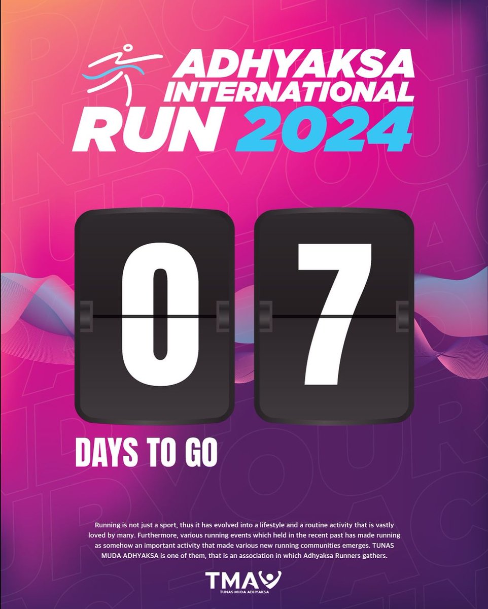 Are you ready Runners? 7 Days to Go! 

#KejaksaanRI #adhyaksainternationalrun2024 #air2024 #findyourpace