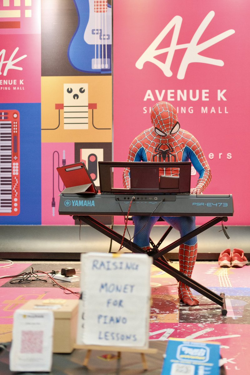 He’s getting better! 😭 Spider-man: Far Away from Home Raising Money for Piano Lessons.
