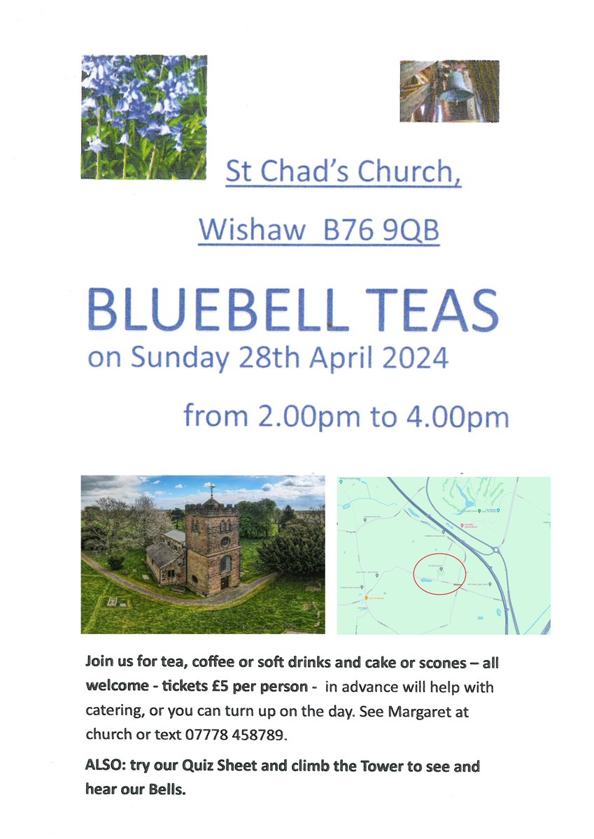 A great opportunity to visit a our local church, wander the church yard with the carpet of bluebells.
@birmingham_live @BhamUpdates @WarwickshireCCC @churchofengland #StChads #Wishaw #Warwickshire