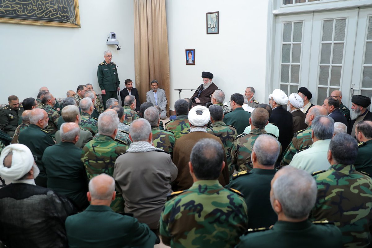 The Commander-in-Chief of Iran’s Armed Forces, Imam Khamenei, met with a number of the commanders of the armed forces of the Islamic Republic of Iran today, April 21, 2024
