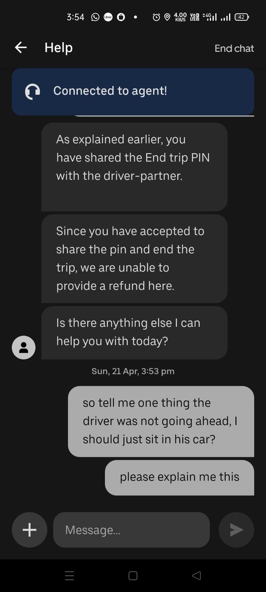 Praddy_42's tweet photo. So @Uber_India @Uber_Support these guys fool the customer. My outstation ride was cut mid way, since the driver was blacklisted by the toll and he didn't wanted pay double toll, asked me to get down midway. However uber on chat just denies being wrong. #NoMoreUber for outstation https://t.co/9It1DwIkmH