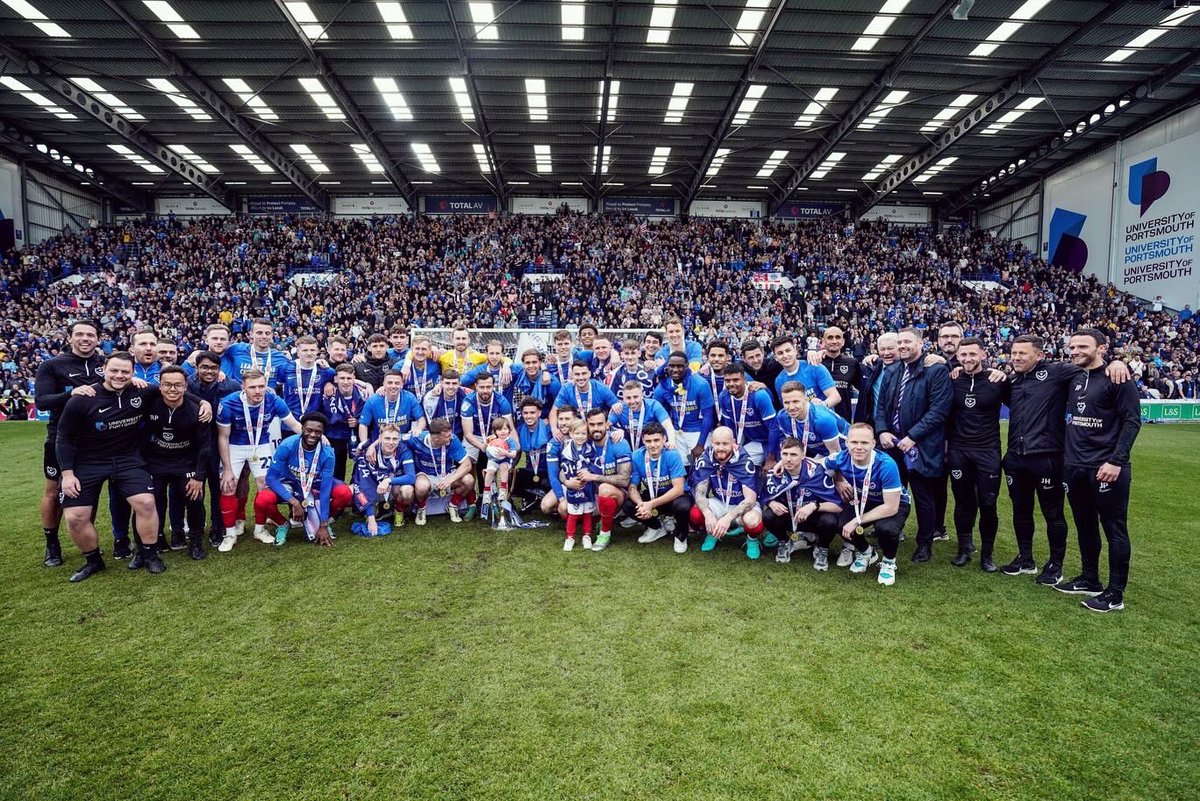 Champions 🏆 Back to back promotions 🍾 4️⃣ well done to everyone connected to @Pompey it’s been far too long! What a club!