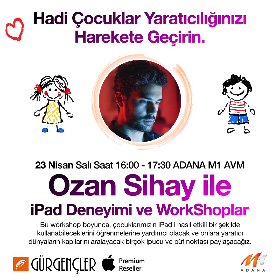 23 Nisan’da çocuklara yönelik etkili iPad kullanımına dair yapacağım Workshop’a herkesi beklerim. Linkten ücretsiz kayıt olabilirsiniz. @AppleGurgencler #Adana gurgencler.com.tr/adana-ipad-etk…