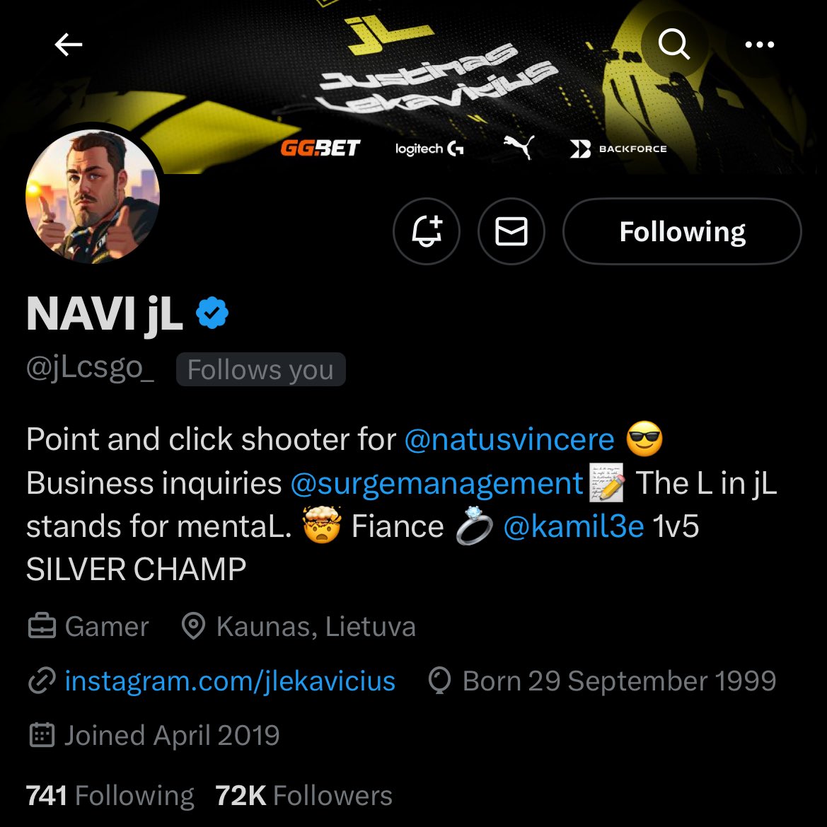 First CS2 major winner 'jL' has added his 1v5 win against Silvers to his bio on Twitter 😅