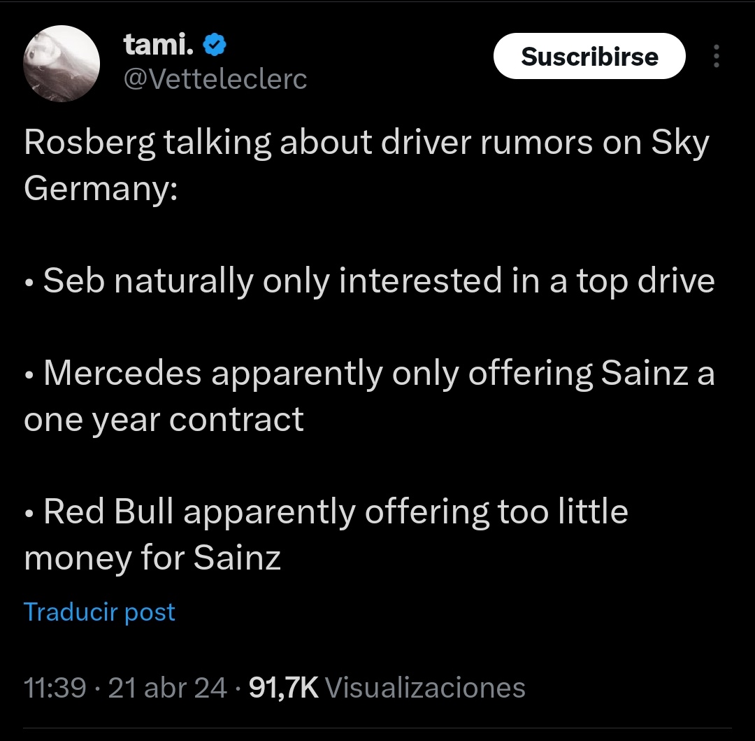i dont believe carlos is basing his contract negotiations on the salary when he's making 12M in Ferrari, Checo is making 26M and this was Carlos in 2020