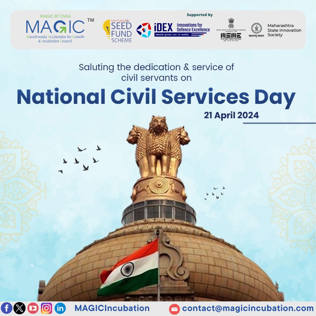 On this Nation Civil day, we appreciate the hard work done by officers occupied in public administration, in various departments of Government.🌍✨ 

@startupindia @MSH_MeitY @mhrd_innovation @agnii_goi @India_iDEX @AIMtoInnovate @NITIAayog @PrinSciAdvGoI @PrinSciAdvOff…