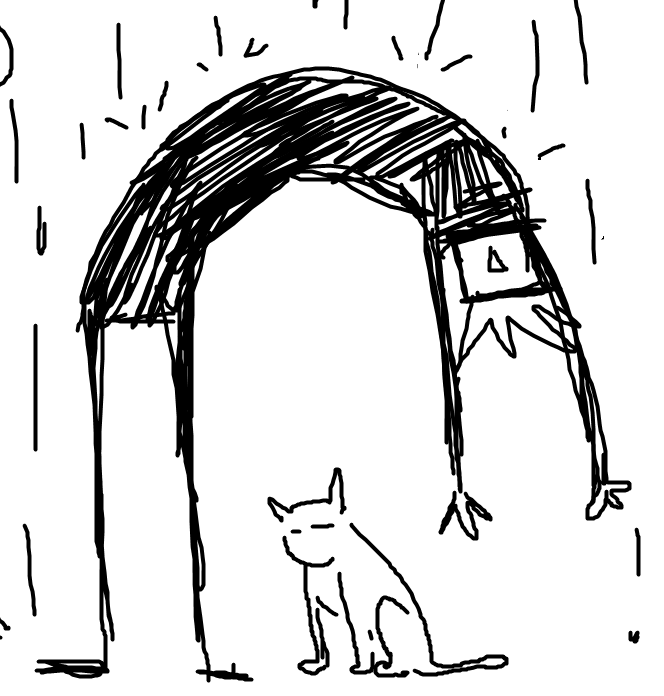 gojo protecting a cat from the rain