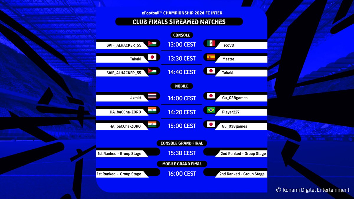 The #eFootball @Inter finals are here 🔵⚽⚫ Watch it live NOW ⬇️ 📺 bit.ly/InterFinals ▶️ Tokyo 🇯🇵 awaits for the winners @ the World Finals ❗️ Which players will represent FC Inter and take home the trophy? 🏆 #BeChampions ⚽️ #eFootball2024 ⚽️ #eFootball2024Mobile
