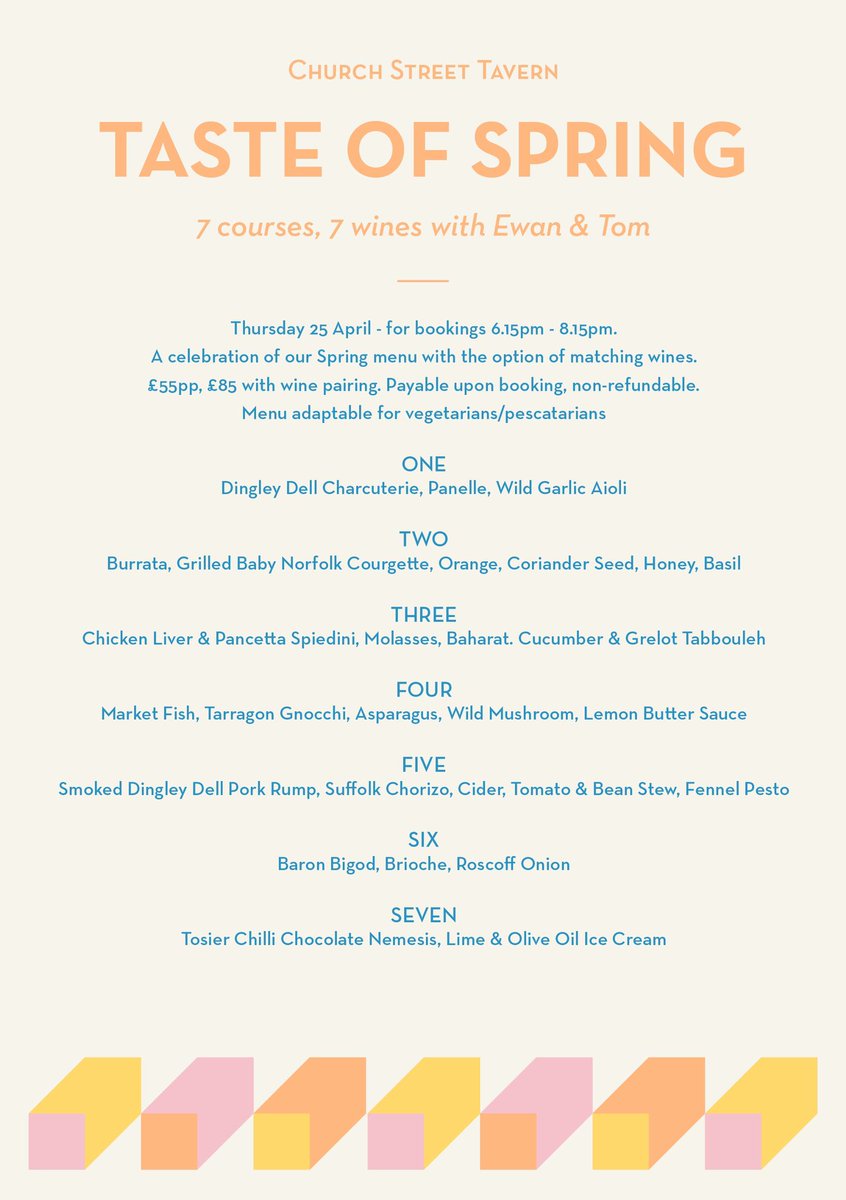 Our menu for Spring is a delicious delight and online, come and enjoy a taste of it on Thursday, with or without matching wine. 

churchstreettavern.co.uk/taste-of-sprin…