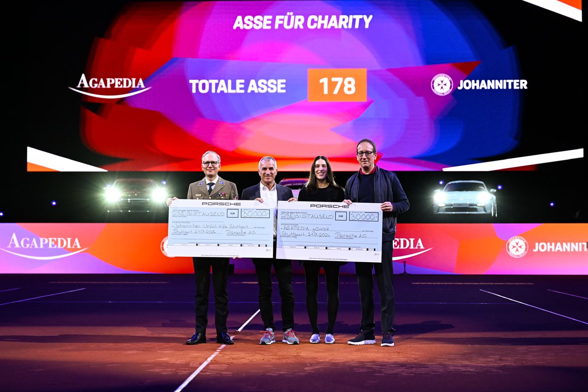 178 aces were hit during this year’s Porsche Tennis Grand Prix - Porsche donates 200 euro for every ace! Through the Aces for Charity campaign, Porsche increases the donated amount to 60.000 euro for our charity partners @agapedia_de and @johanniter 👏🏼 #porschetennis #PTGP24