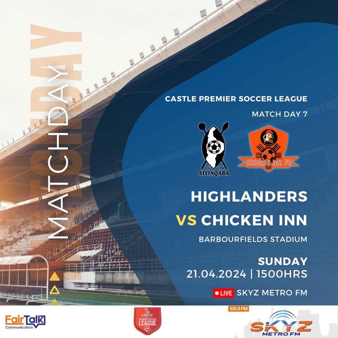 Will @HighlanderBosso continue with their unbeaten run ( in the league) as they take on 4th positioned Chicken Inn Football Club this afternoon? Who do you think will be the winner of this Bulawayo Derby? #Esabantu #BeyondTheSky