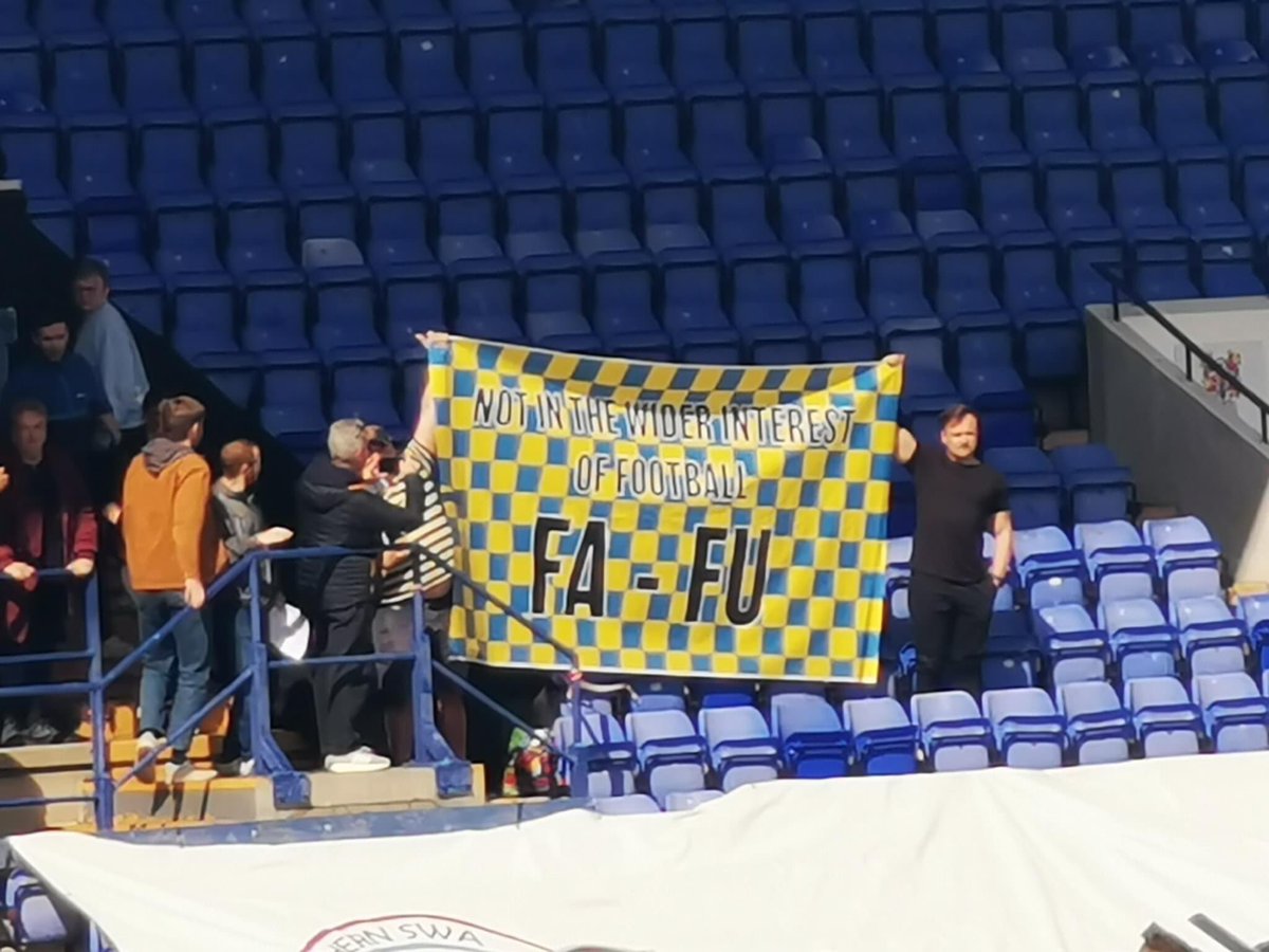 Great banner from the AFC Wimbledon fans yesterday. Take note, <a href="/FA/">The FA</a>.