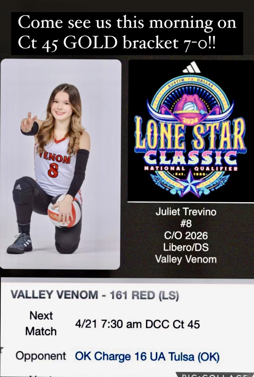 🚨Come see us this morning on Ct 45 GOLD bracket!!!🚨#libero #classof2026 #valleyvenom #letsgo 🥷